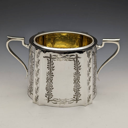 1882 English Antique Silver Plated Teapot Set of 3 John Gallimore